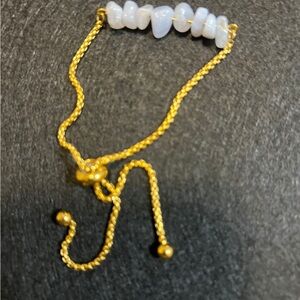 Gold Plated and White Quartz Bracelet